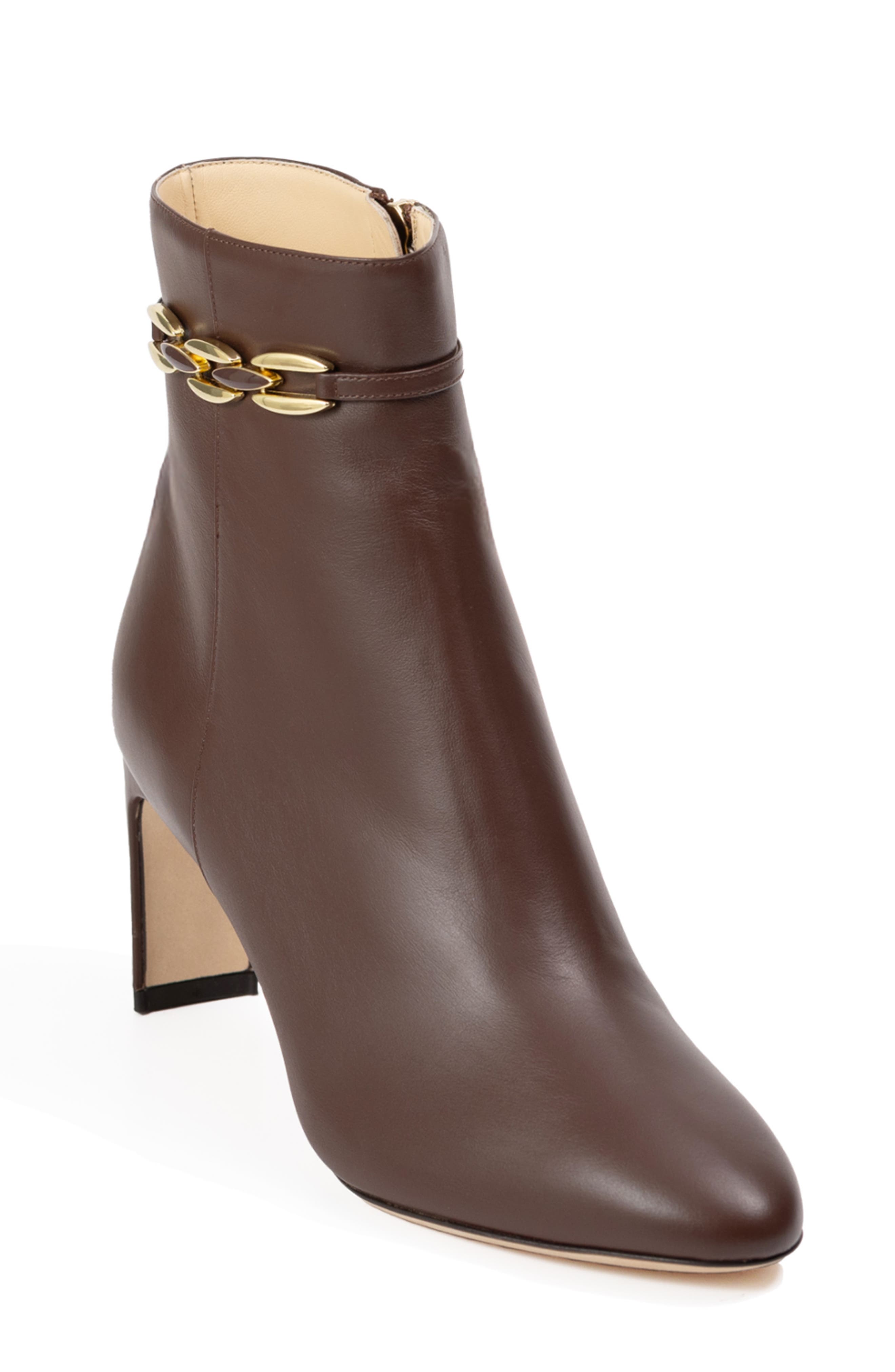 Sabina Bootie Leather Ankle Boots, Main, color, Dark Chocolate