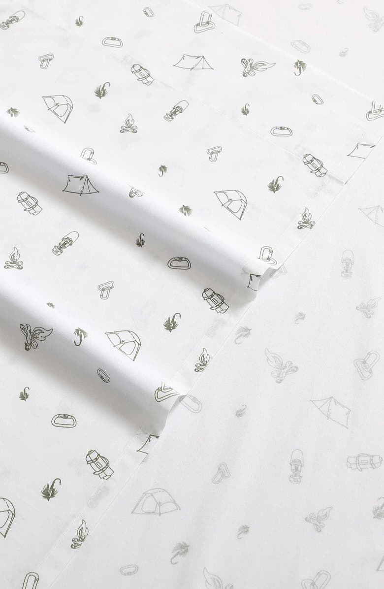 Eddie Bauer Camp 200 Thread Count Cotton Percale Queen Sheet Set, Alternate, color, Dark Green