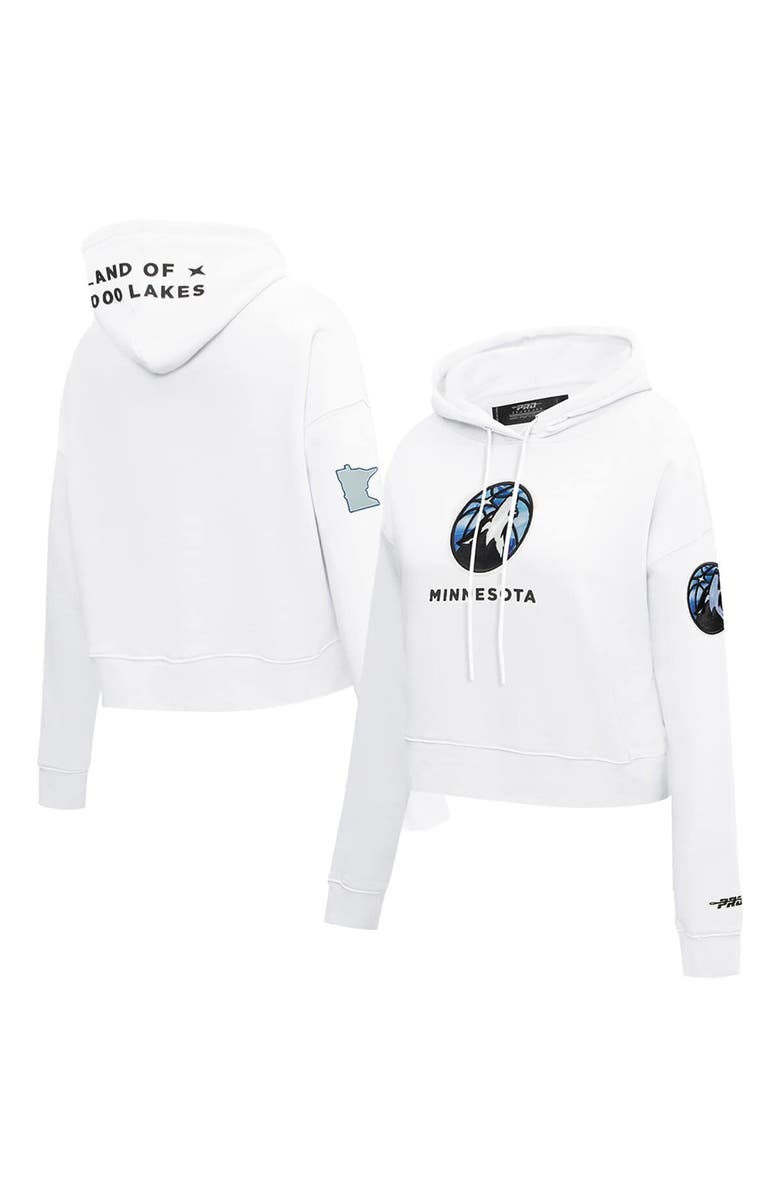 PRO STANDARD Women's Pro Standard White Minnesota Timberwolves 2024/25 City Edition Chenille Applique Cropped Pullover Hoodie, Main, color, 