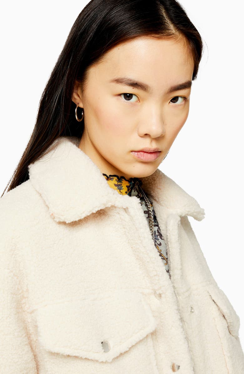 Topshop Borg Western Jacket, Alternate, color,