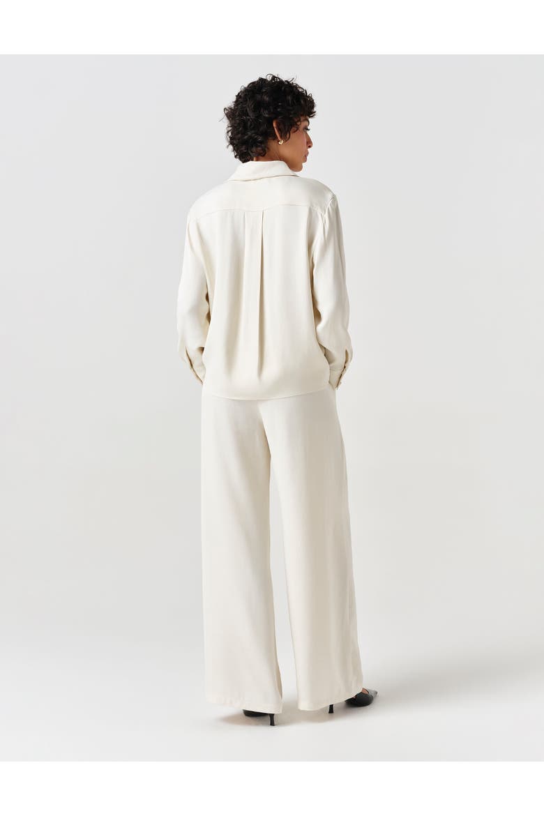 Esther Collared Satin Shirt, Alternate, color, Ivory
