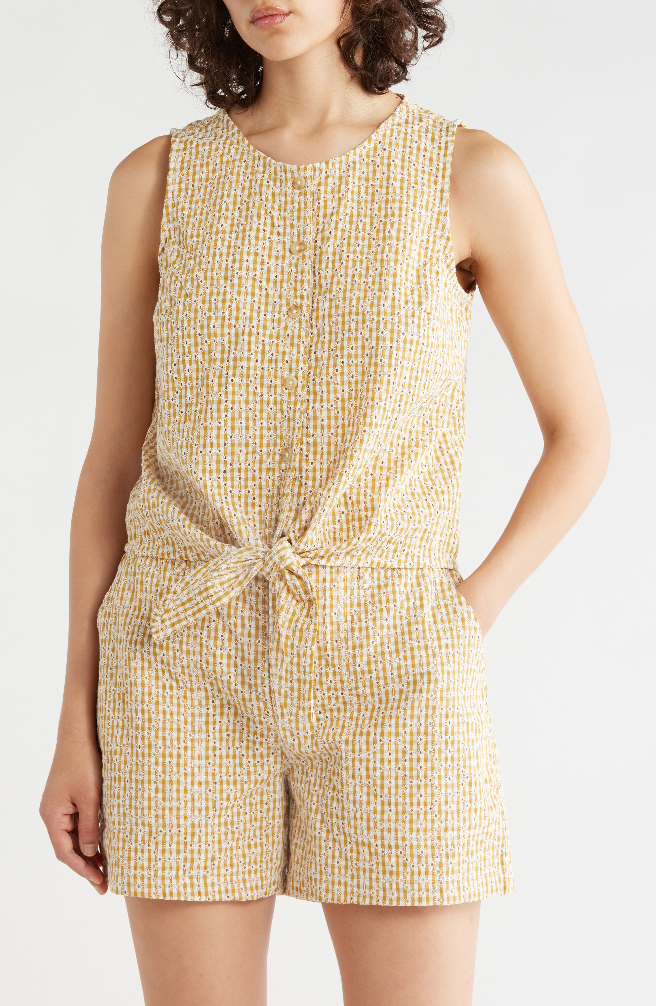 Socialize Eyelet Tie Hem Tank