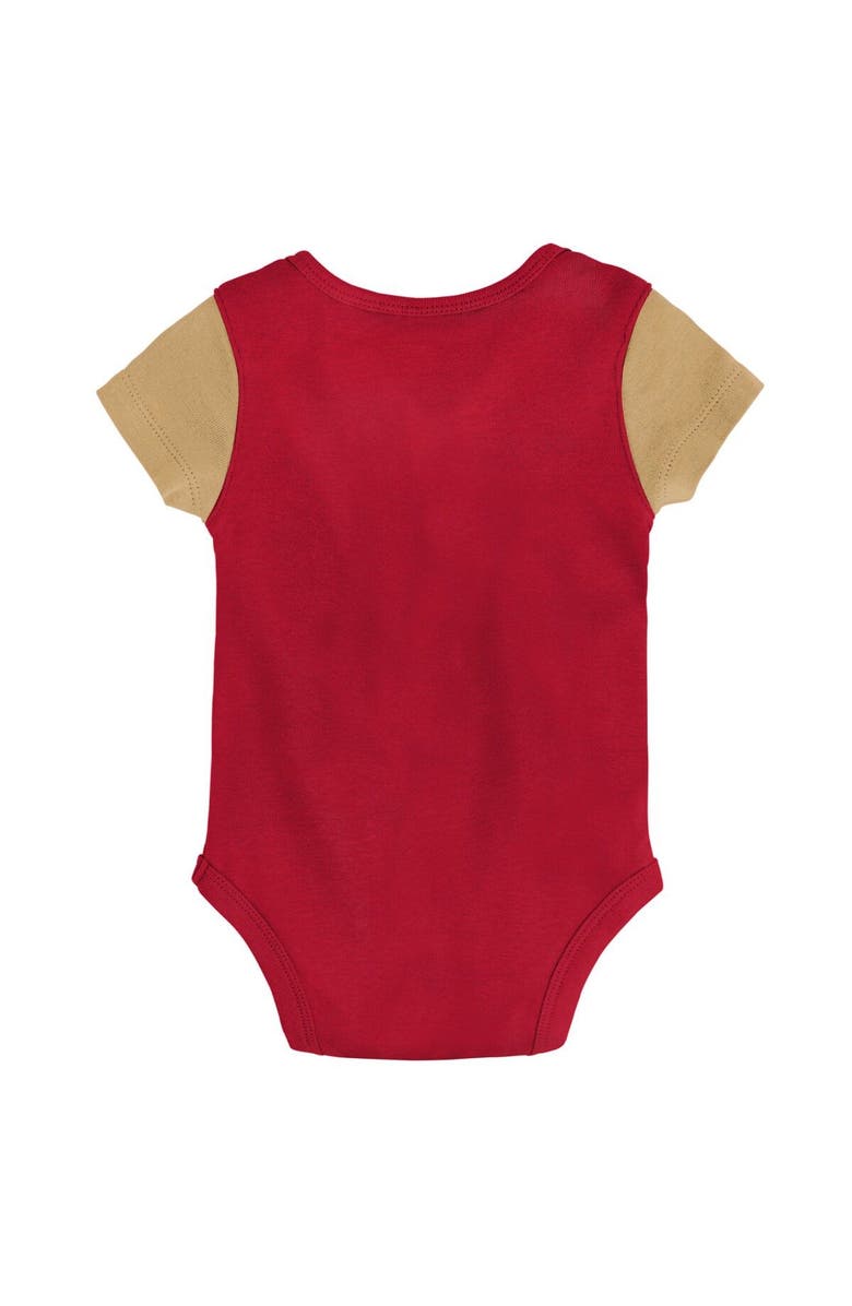 Outerstuff Newborn & Infant Scarlet/Gold San Francisco 49ers Little Champ Three-Piece Bodysuit Bib & Booties Set, Alternate, color,