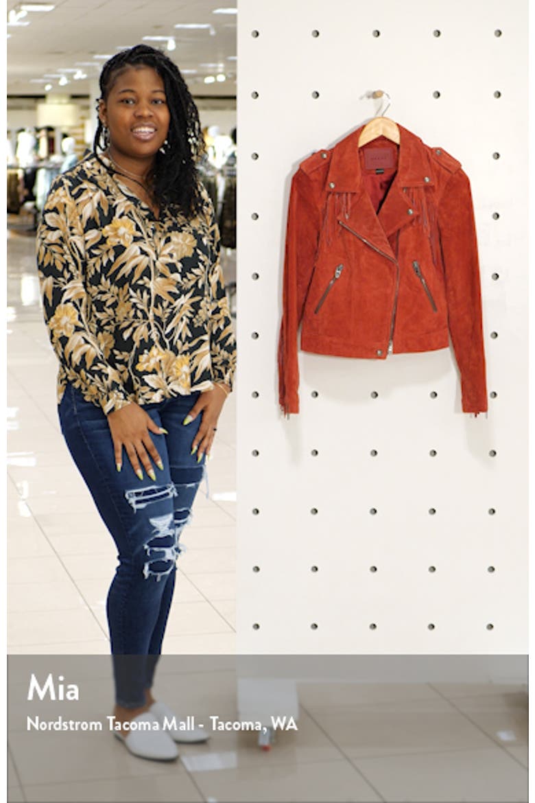 Fringe Trim Suede Moto Jacket video