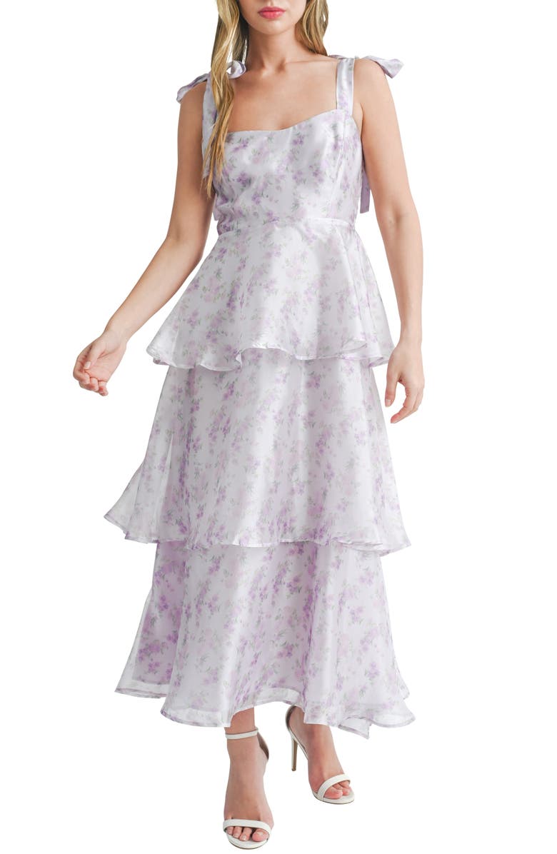 Lush Tie Strap Tiered Midi Dress, Main, color,