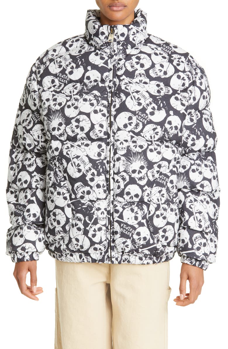 ERL Gender Inclusive Skull Print Puffer Jacket, Main, color, 