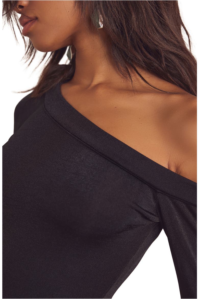 That's Hot One-Shoulder Bodysuit, Alternate, color, BLACK