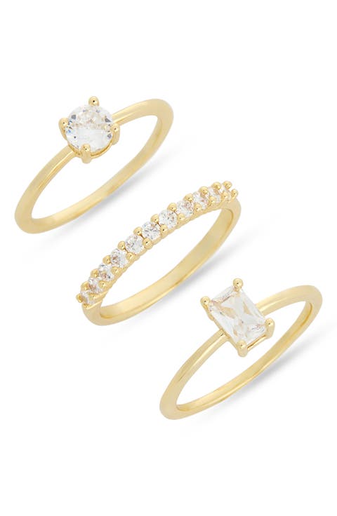 Set of 3 Cubic Zirconia Stackable Rings