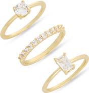 NORDSTROM RACK Set of 3 Cubic Zirconia Stackable Rings