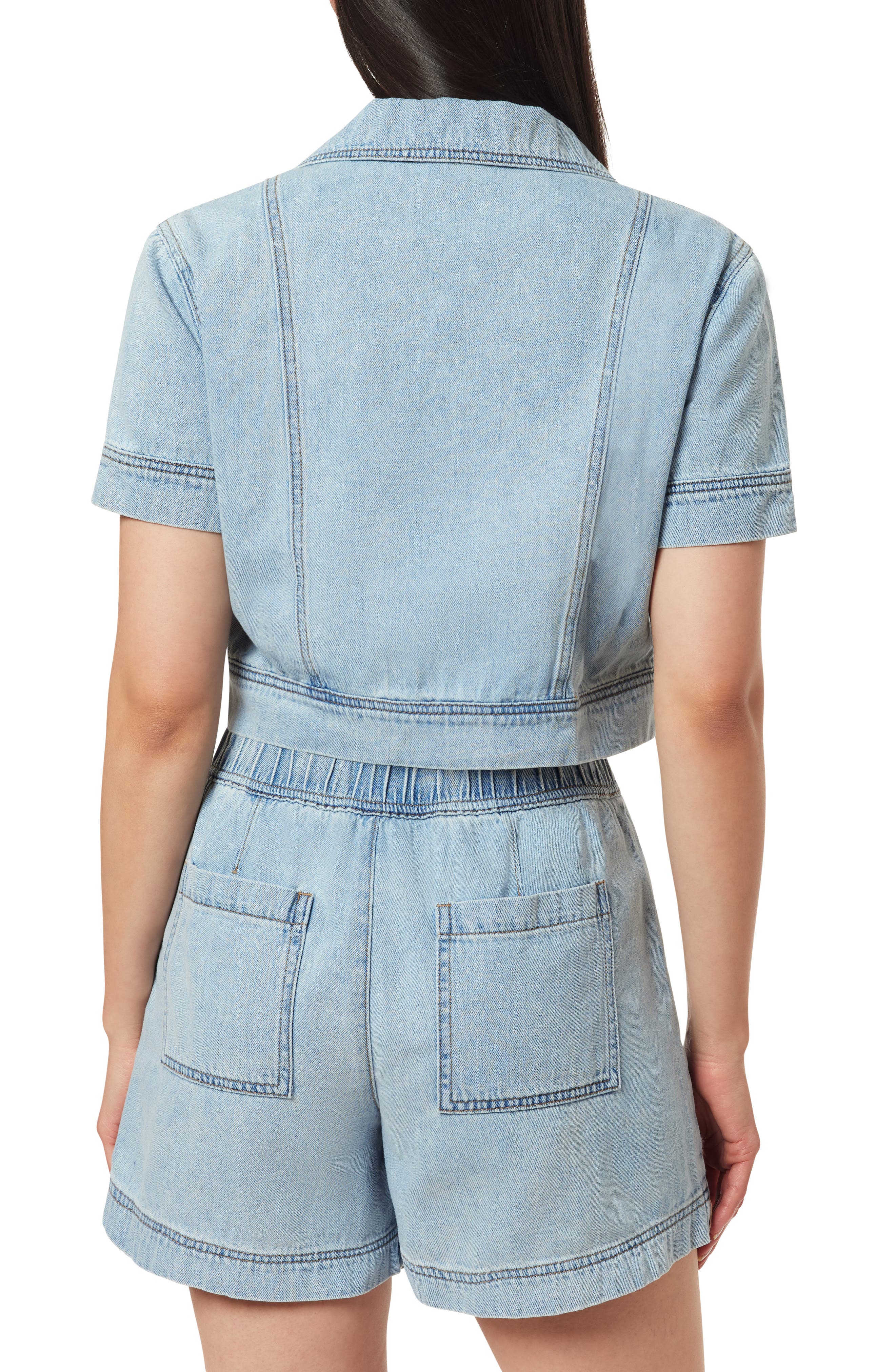 Short Sleeve Denim Crop Top - image 2