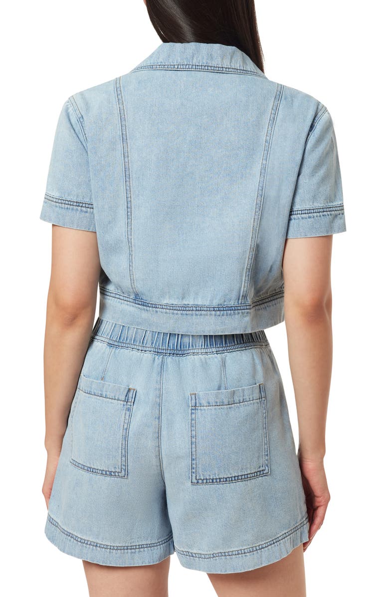 Kensie Short Sleeve Denim Crop Top, Alternate, color, Logan