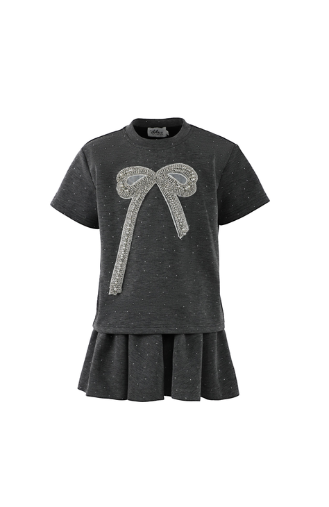 LOLA + THE BOYS SPARKLE BOW DENIM SHORT