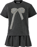 Lola + The Boys Sparkle Bow Charm Skirt Set