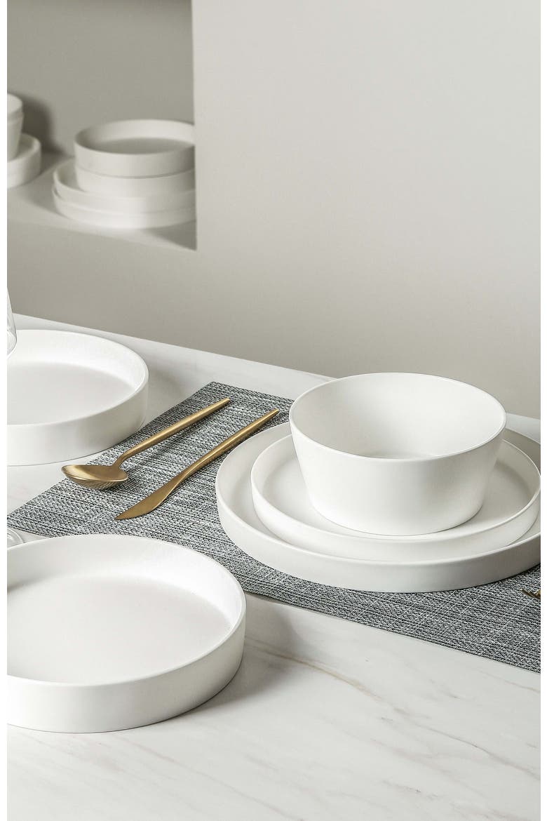Fosca Bone China 16-Piece Dinnerware Set, Alternate, color, Matte White