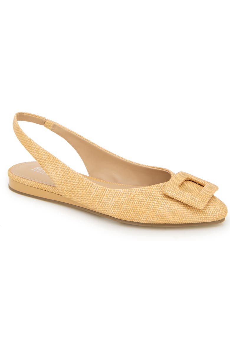 Kenneth Cole Reaction Linton Buckle Slingback Flat, Main, color, Natural Weave