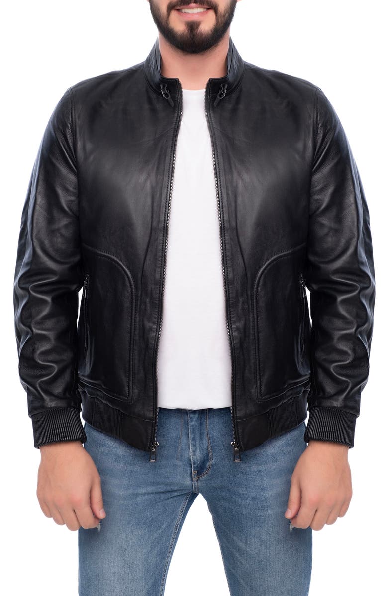 VELLAPAIS Larue Leather Jacket, Main, color, Black