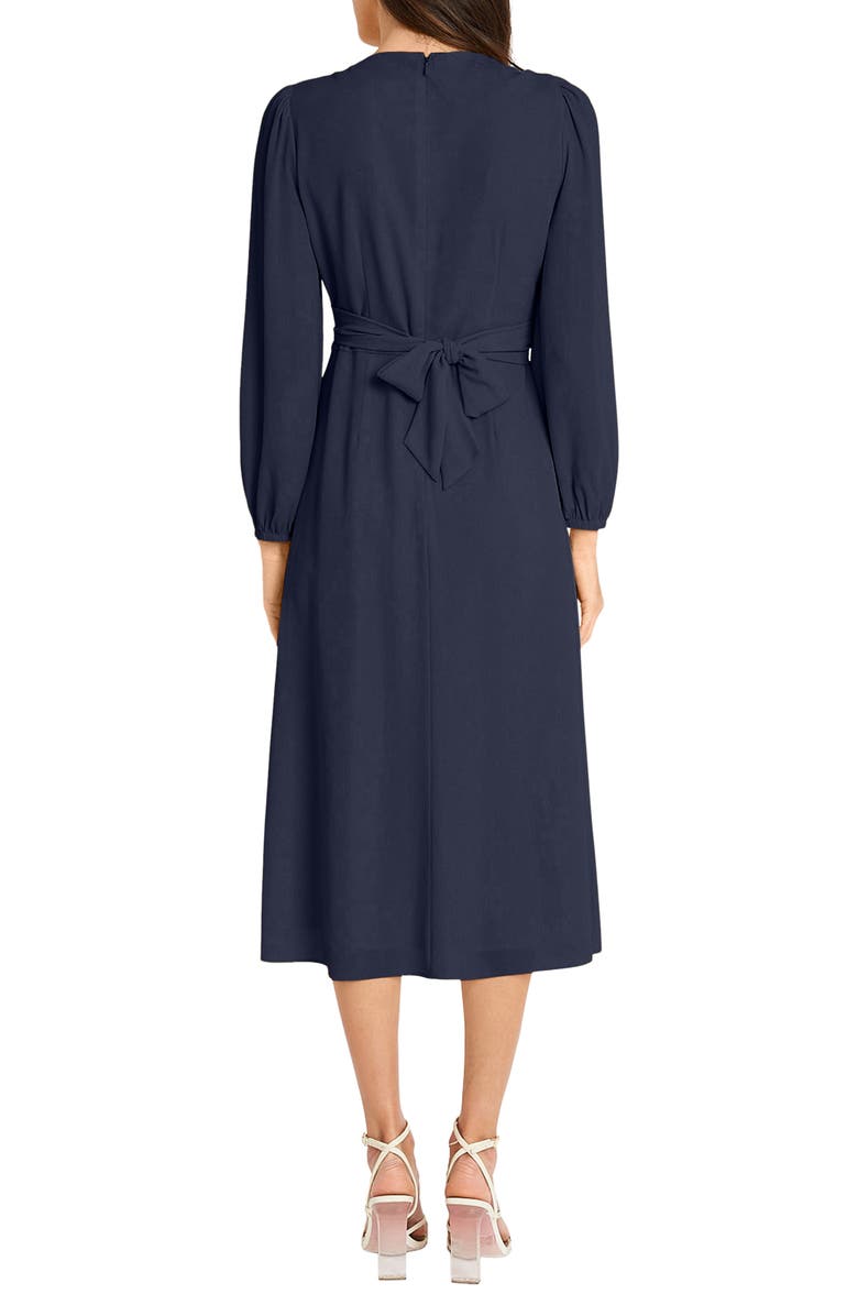 Maggy London Long Sleeve Tie Waist Midi Dress, Alternate, color, Nayb