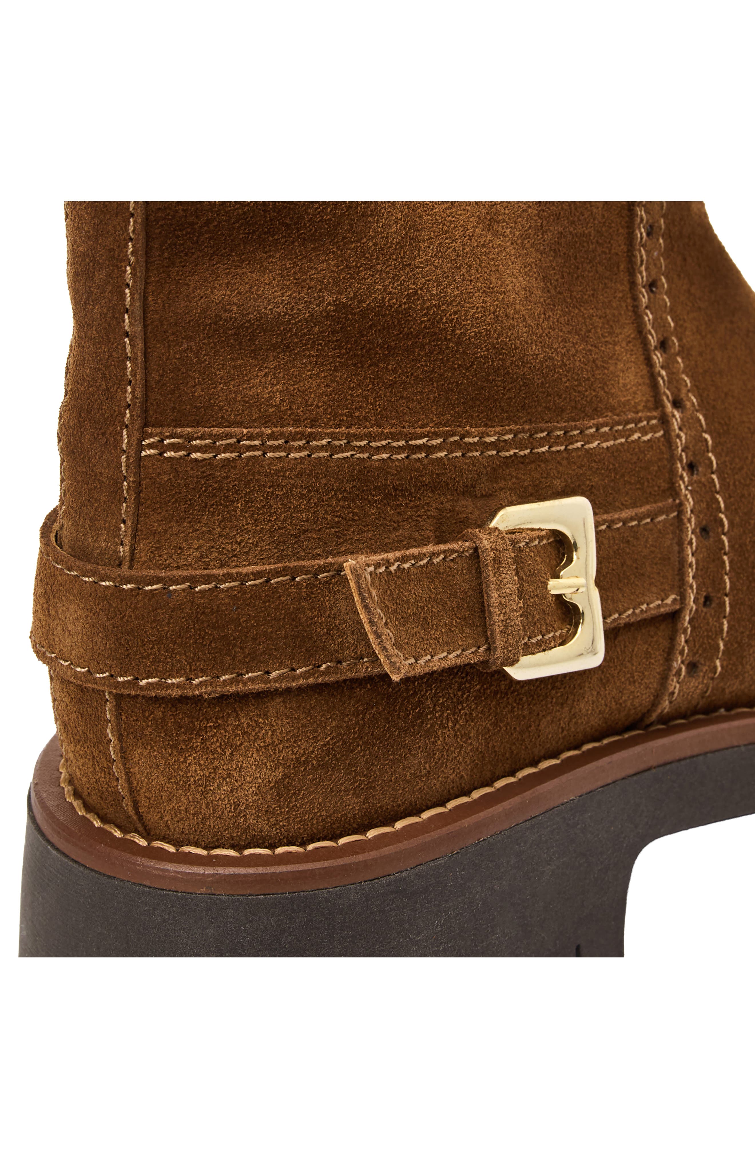 Bruno Magli Luca Lug Sole Suede Moto Boot, Alternate, color, Brown Suede