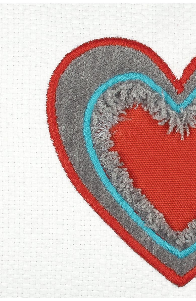 Elaine Smith Wild Heart Hand Appliqued & Embroidered Tassel Indoor & Outdoor Woven Accent Pillow, Alternate, color, Multi