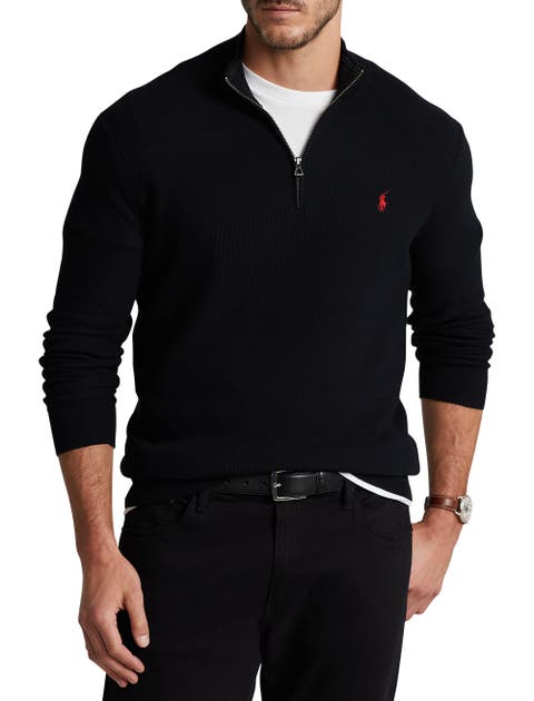 Big 
Tall Pima Cotton 1/2-Zip Sweater