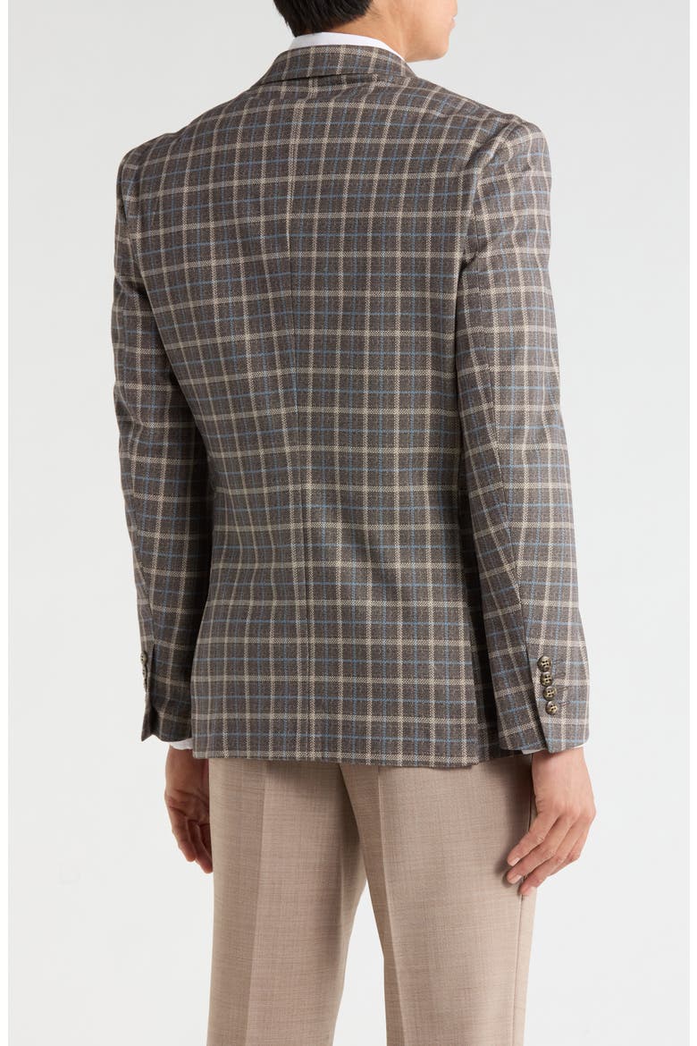 Plaid Slim Fit Stretch Knit Sport Coat, Alternate, color, BROWN