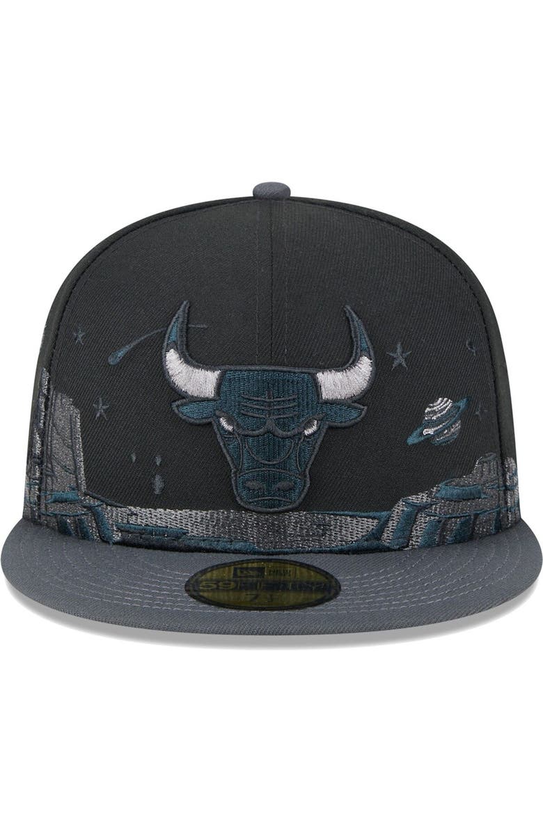 New Era Men's New Era Black Chicago Bulls Planetary Tonal 59FIFTY Fitted Hat, Alternate, color, 