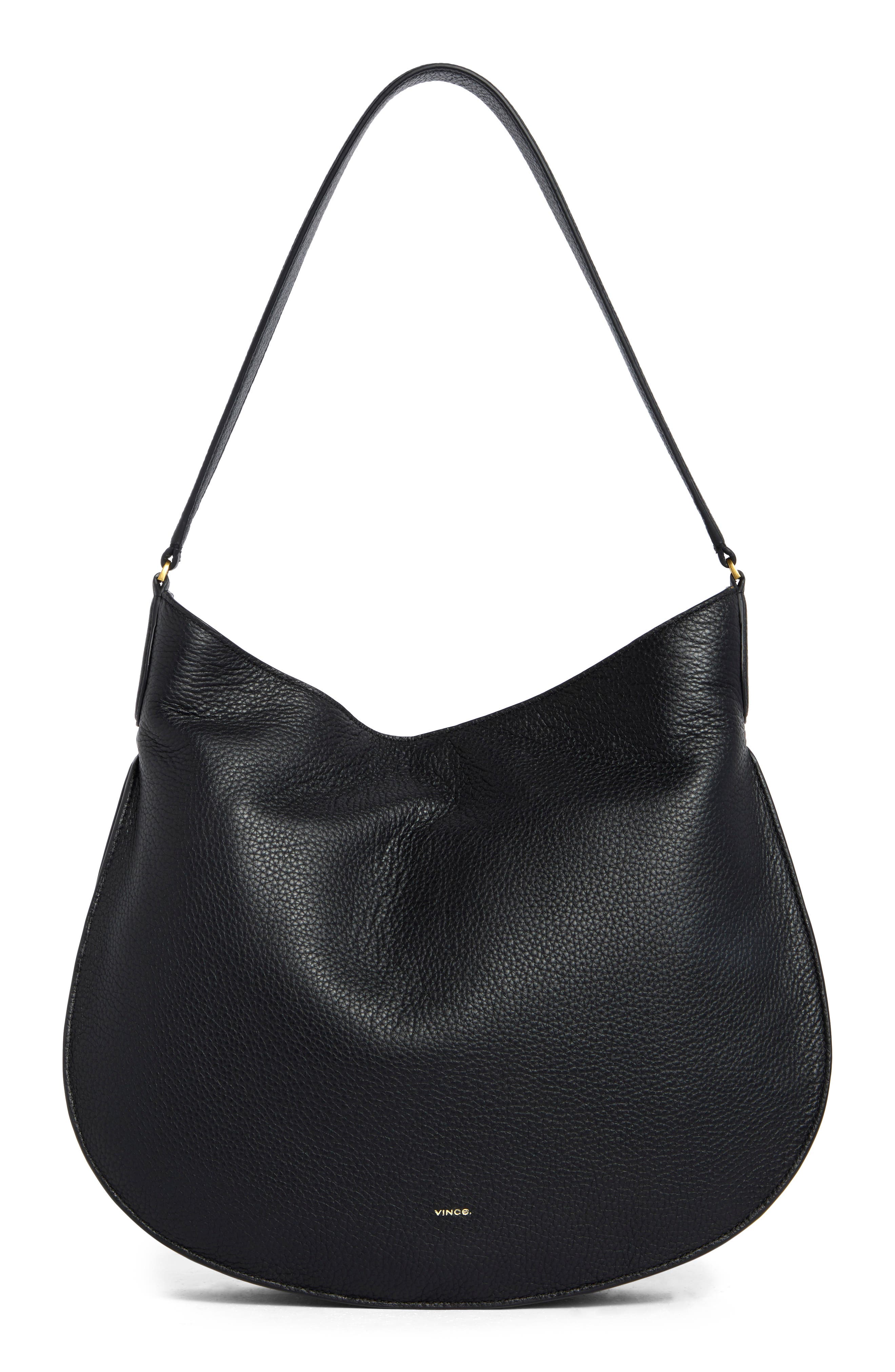 Vince Helena Leather Hobo Bag, Main, color, Black