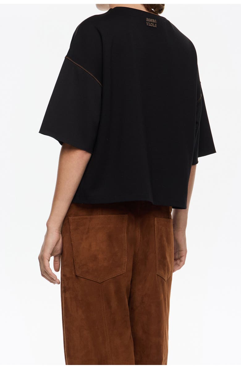 Bimba y Lola Ponte Di Roma T-Shirt With Stitching, Alternate, color, Black