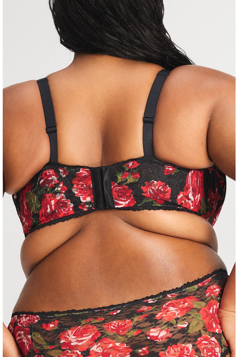 Sinful Rose Lace Balconette Bra, Alternate, color, BLACK CAVIAR ROSY PASSIONS