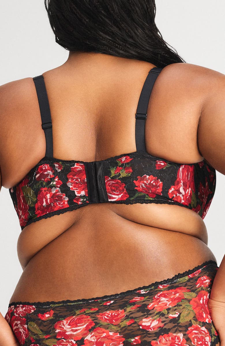 SAVAGE X FENTY Sinful Rose Lace Balconette Bra, Alternate, color, Black Caviar Rosy Passions