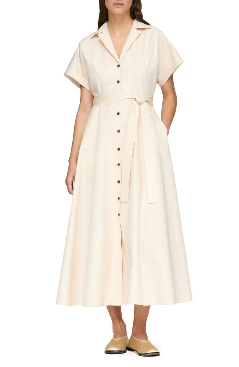 Lafayette 148 New York Tie Waist Maxi Shirtdress, Main, color, 