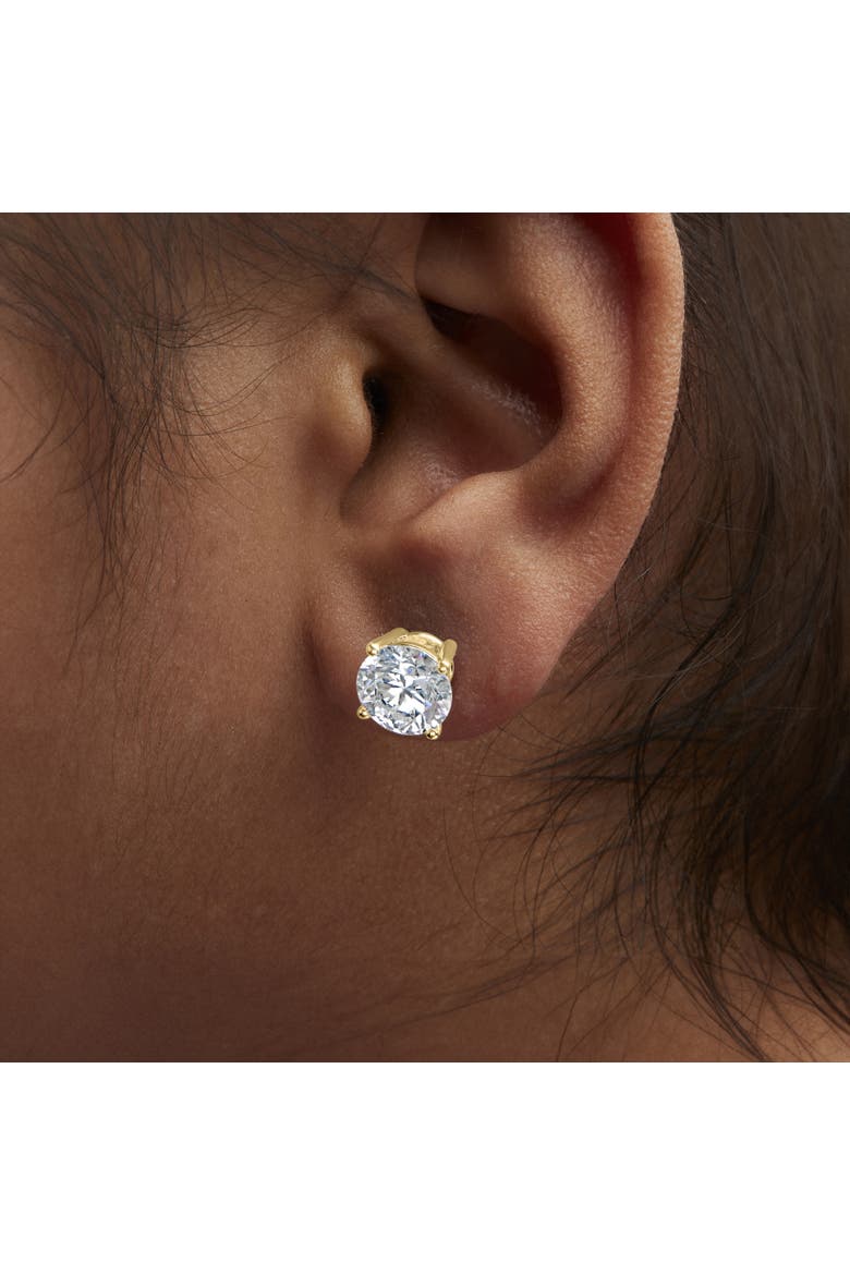 14K Gold 4.0 Cttw Round Lab Grown Diamond Solitaire Stud Earrings, Alternate, color, Yellow