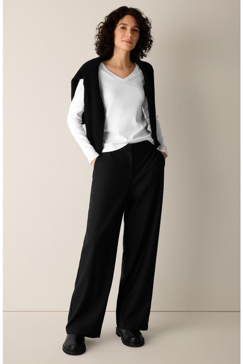 V-Neck Long Sleeve T-Shirt, Alternate, color, WHITE