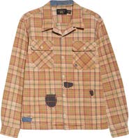 Double RL Plaid Rip & Repair Cotton Twill Button-Up Overshirt