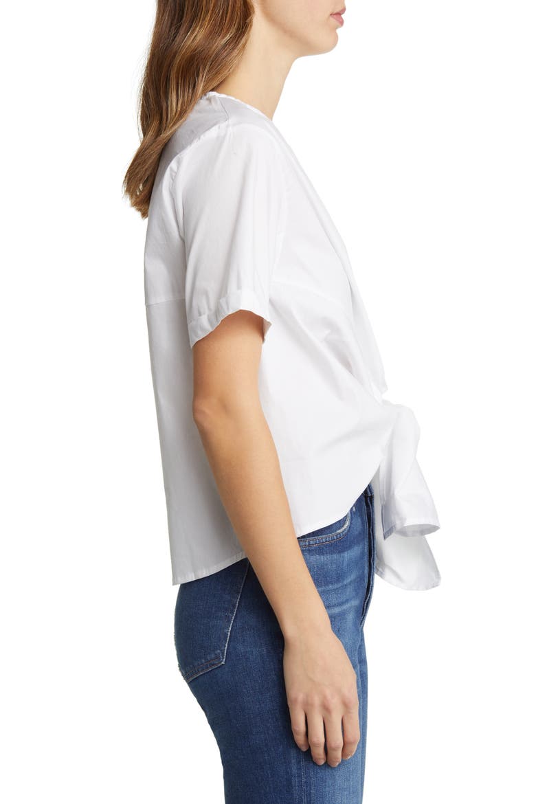 Alexis Tie Front Poplin Top, Alternate, color, WHITE