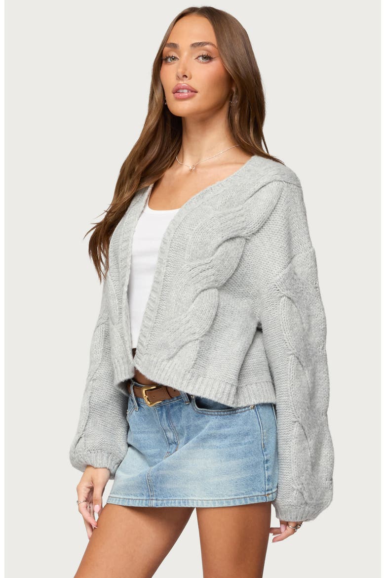 Braiden Chunky Cable Stitch Cardigan, Alternate, color, LIGHT-GREY-MELANGE
