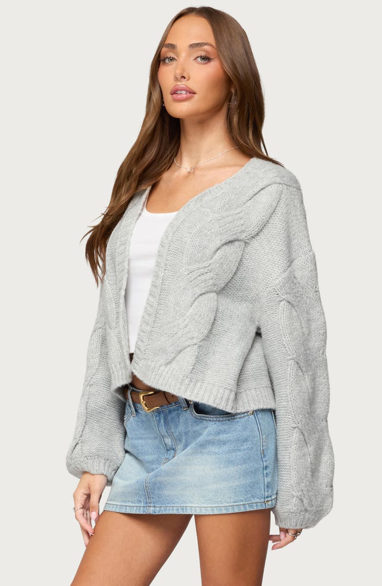 EDIKTED Braiden Chunky Cable Stitch Cardigan, Alternate, color, Light-Grey-Melange