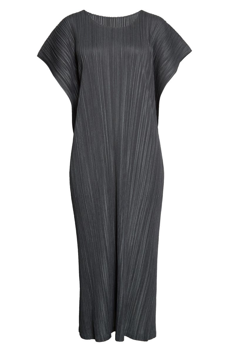 Pleats Please Issey Miyake Mellow Pleated Short Sleeve Midi Dress, Alternate, color, 