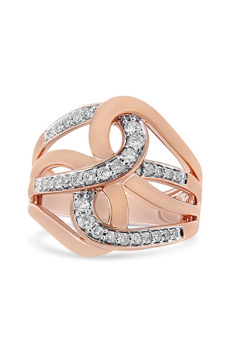 Haus of Brilliance 10K Gold 1/2 Cttw Diamond Intertwined Multi-Loop Cocktail Ring, Main, color, Rose Gold