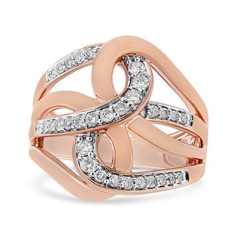 10K Gold 1/2 Cttw Diamond Intertwined Multi-Loop Cocktail Ring