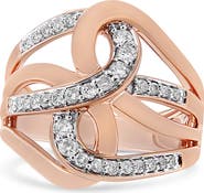 Haus of Brilliance 10K Gold 1/2 Ctw Diamond Intertwined Multi-Loop Cocktail Ring