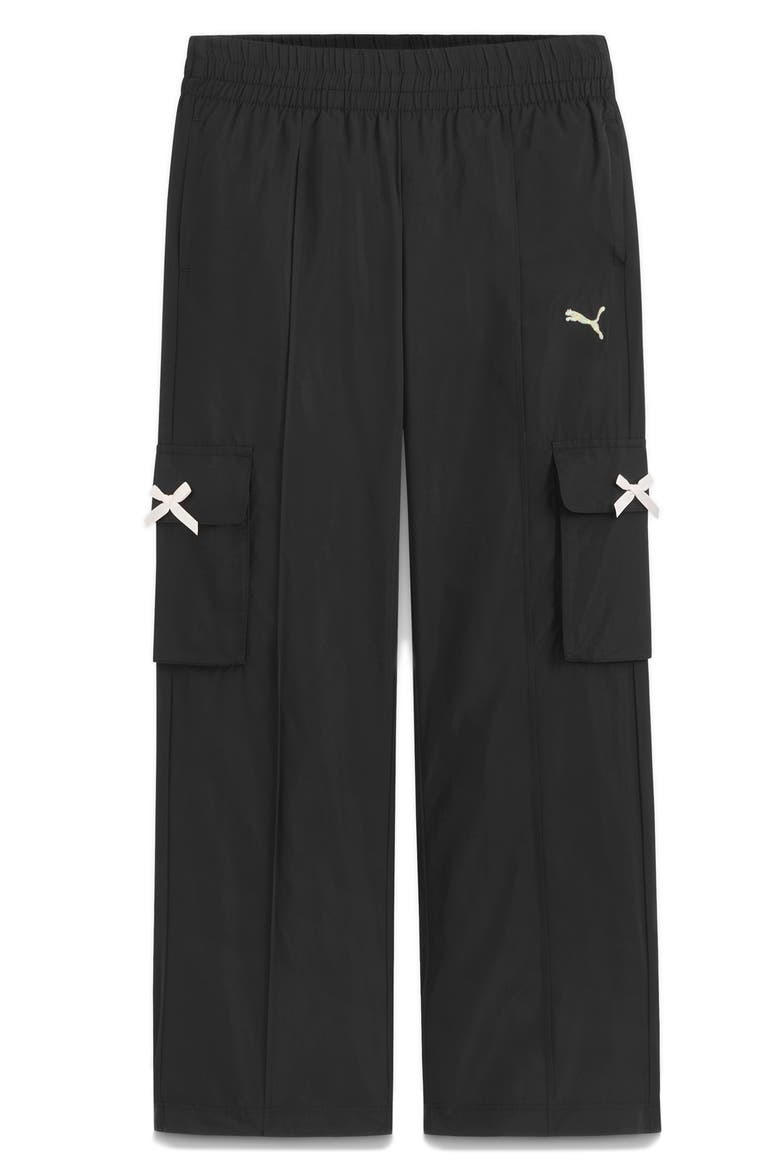 Kids' Bow Society Woven Cargo Pants, Main, color, BLACK