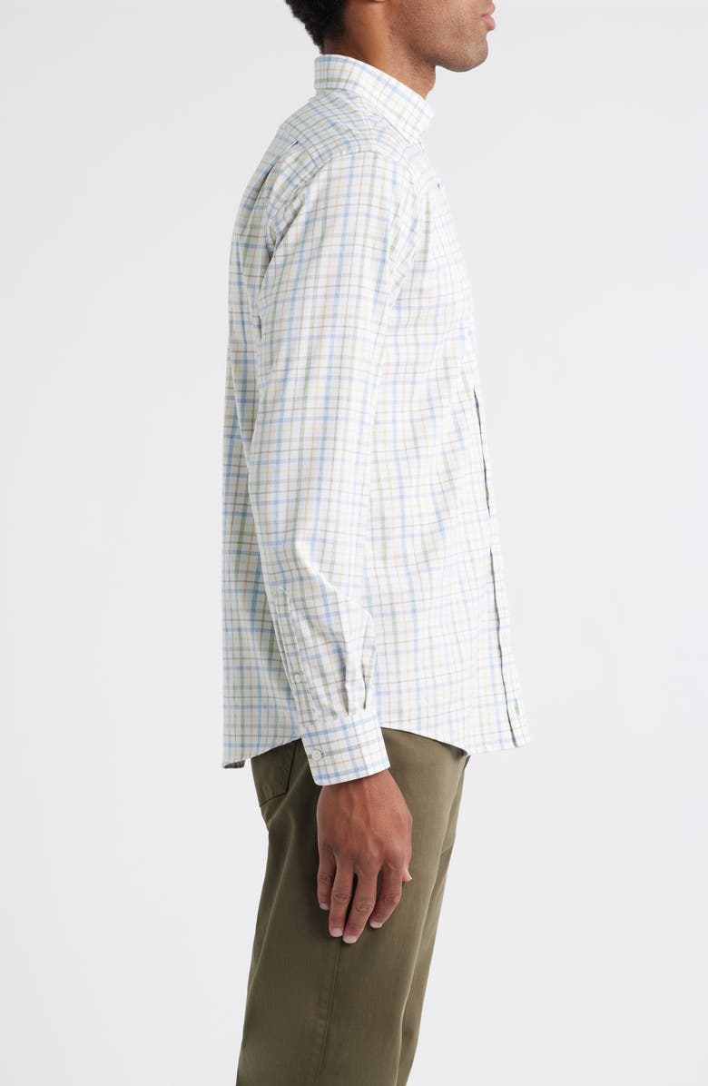 johnnie-O Maarten Plaid Performance Button-Up Shirt, Alternate, color, Moss