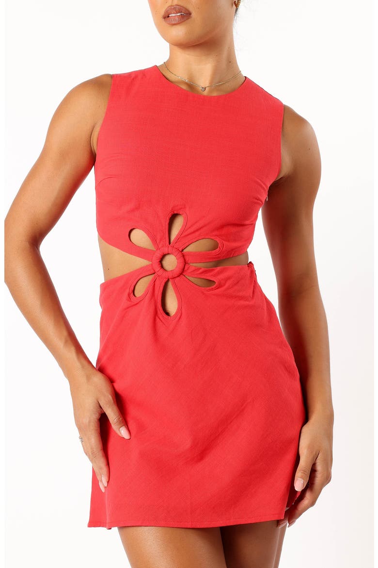 Sola Cutout Cotton Minidress, Alternate, color, RED