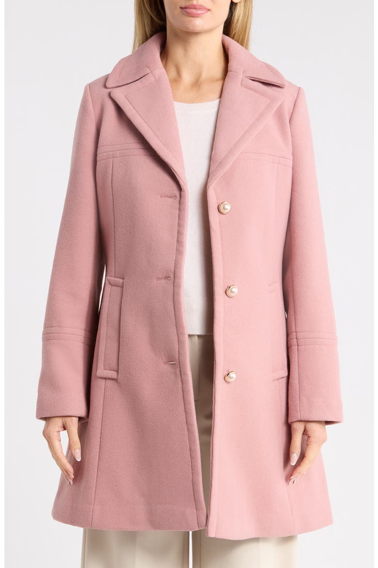 Pearl Button Wool Blend Coat, Alternate, color, DUSTY ROSE