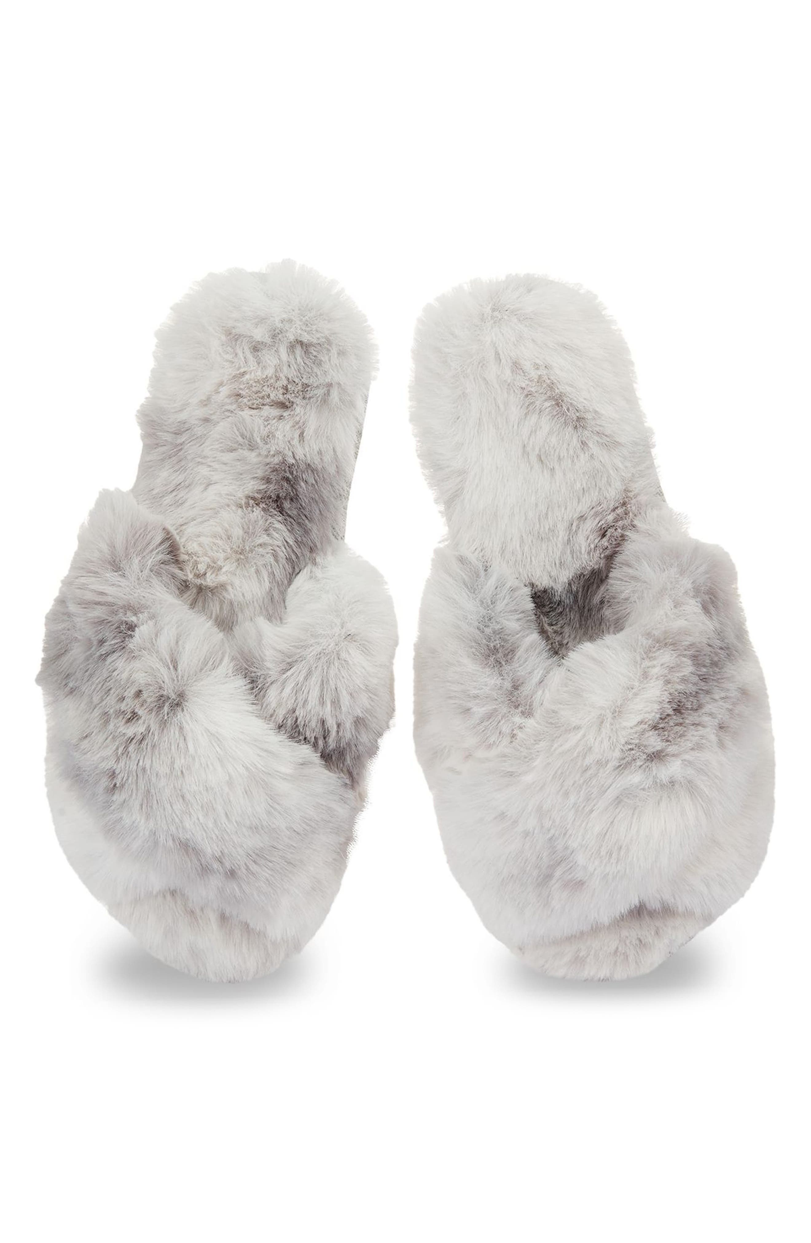 The Josephine Faux Fur Scuff Slipper, Alternate, color, GRAY