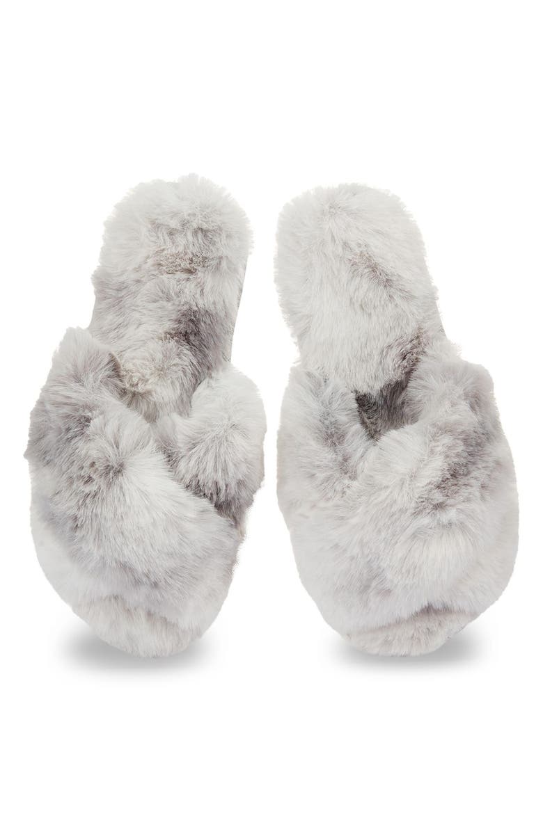 MeMoi The Josephine Faux Fur Scuff Slipper, Alternate, color, Gray