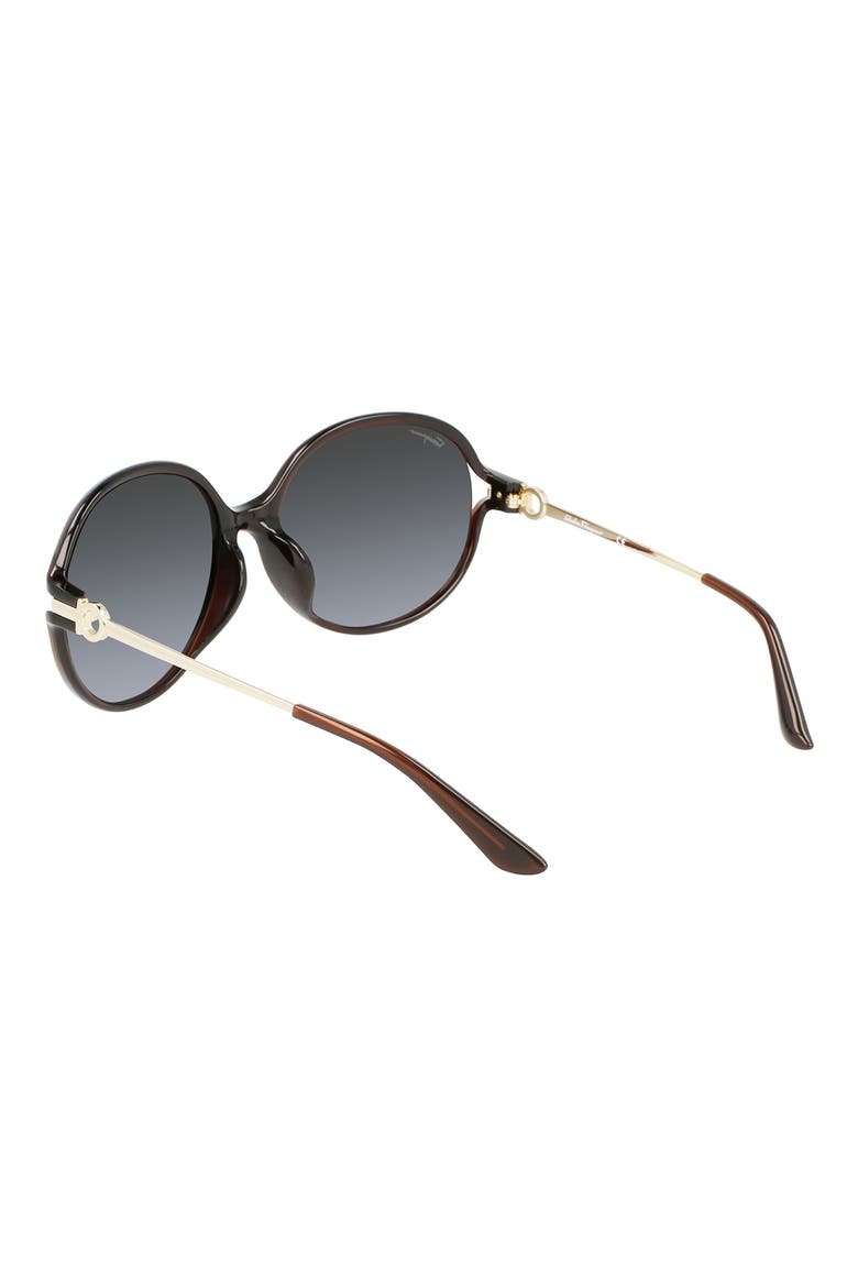Salvatore Ferragamo 60mm Oval Sunglasses, Alternate, color, DARK BROWN