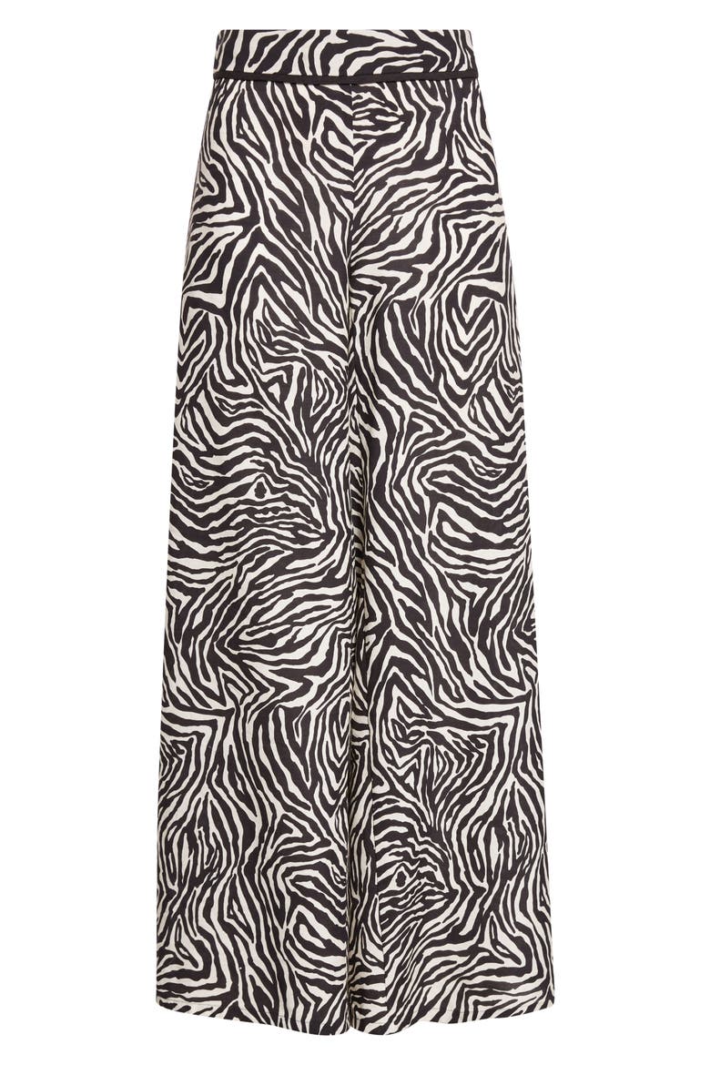 Romy Zebra Print Wide Leg Crop Pants, Alternate, color, BLACK/ LINEN