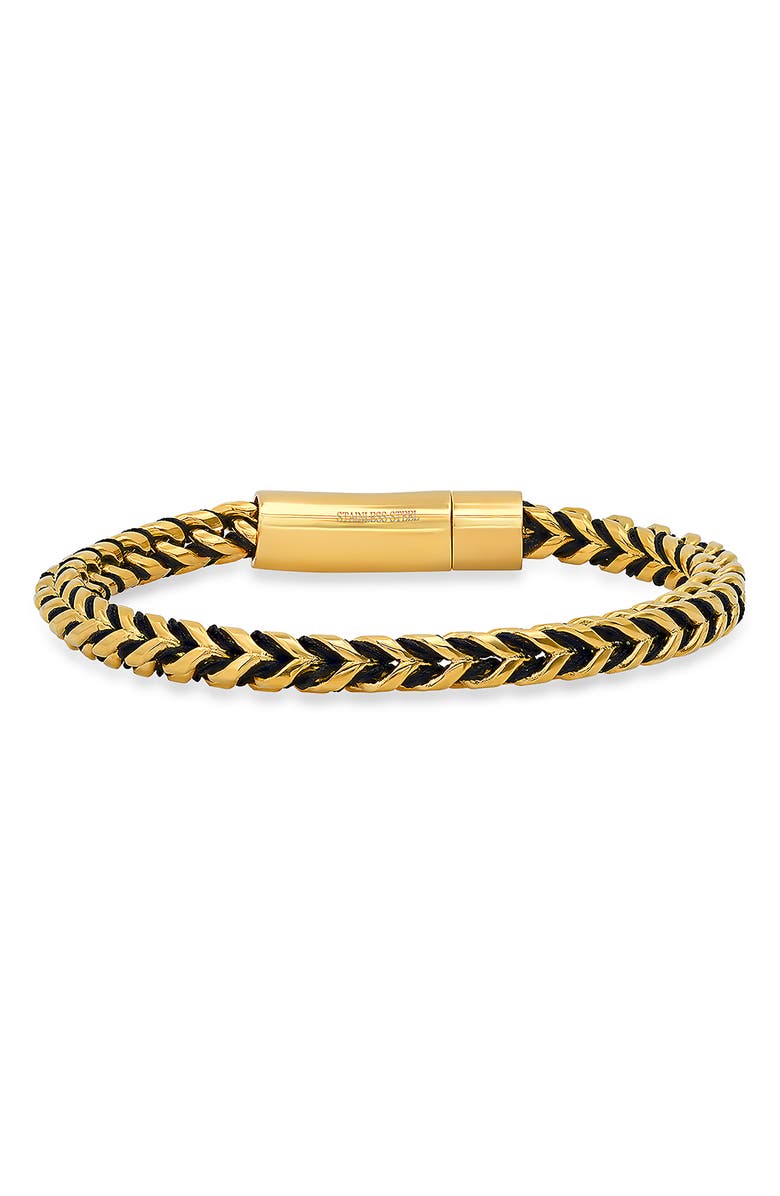 STEELTIME Men's 18K Gold Plated Stainless Steel Wheat Chain Bracelet, Main, color, Yellow